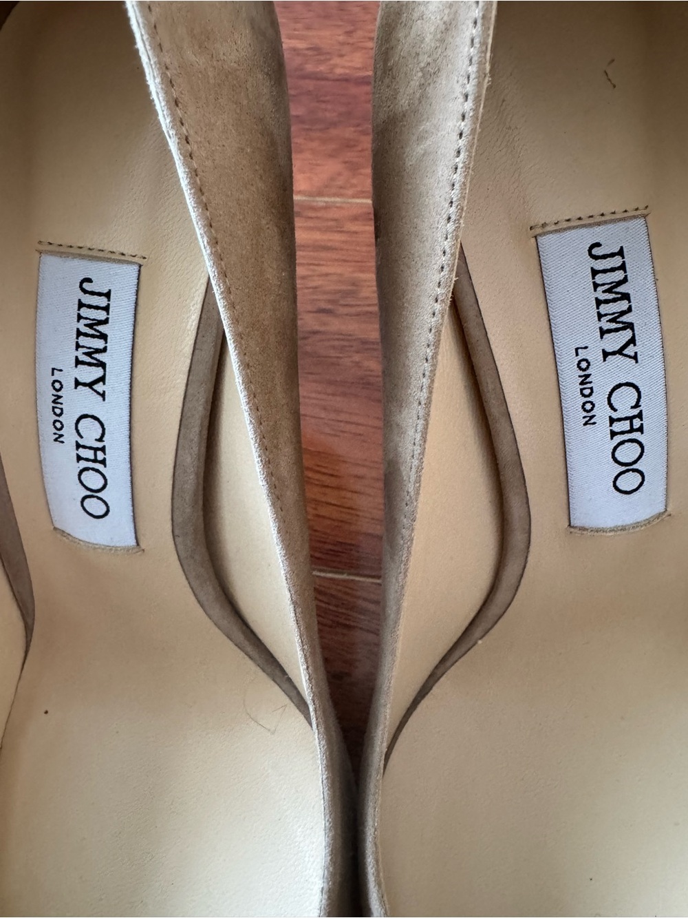 Jimmy Choo Taupe Suede Pointed-Toe Stiletto Pumps - Picture 4 of 7